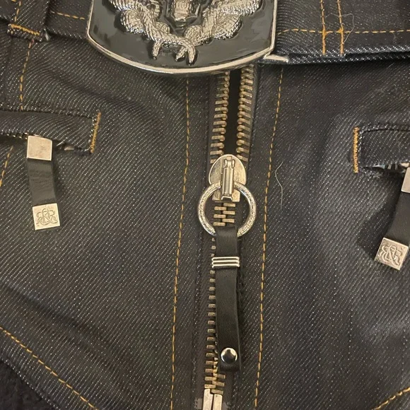 Authentic Rock & Republic Black Denim Jacket with Real Fox Fur - Picture 9 of 11